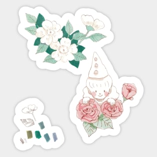 Pierrot With Flowers Sticker